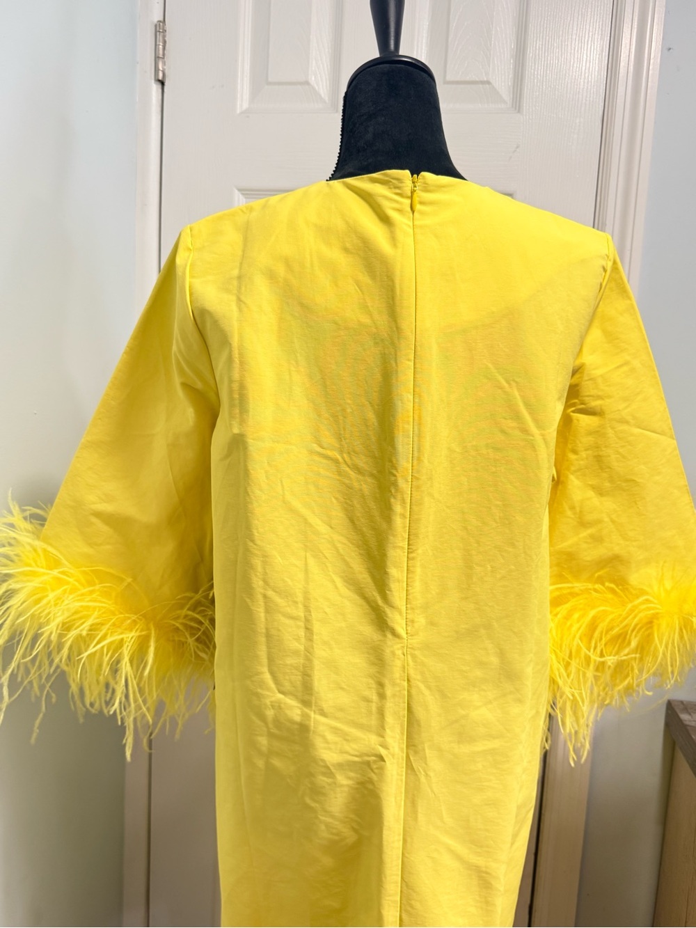Tuckernuck Lemon Yellow Feather-Trim Midi Dress - Picture 11 of 16